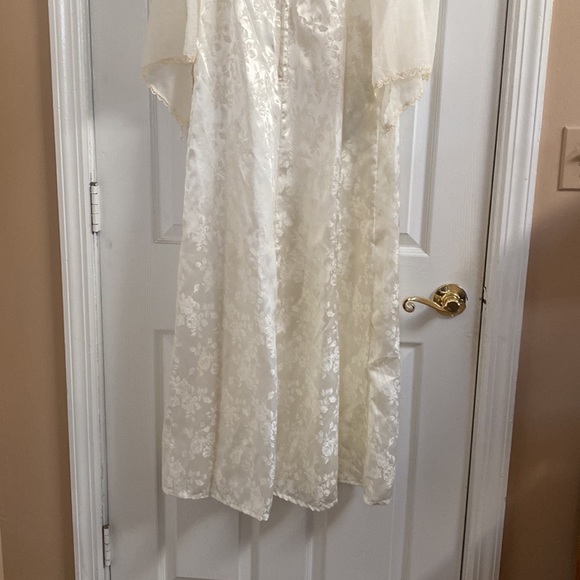 VTG Renaissance Faire Ivory Satin Brocade Wedding Dress Gown Prom - Picture 7 of 15